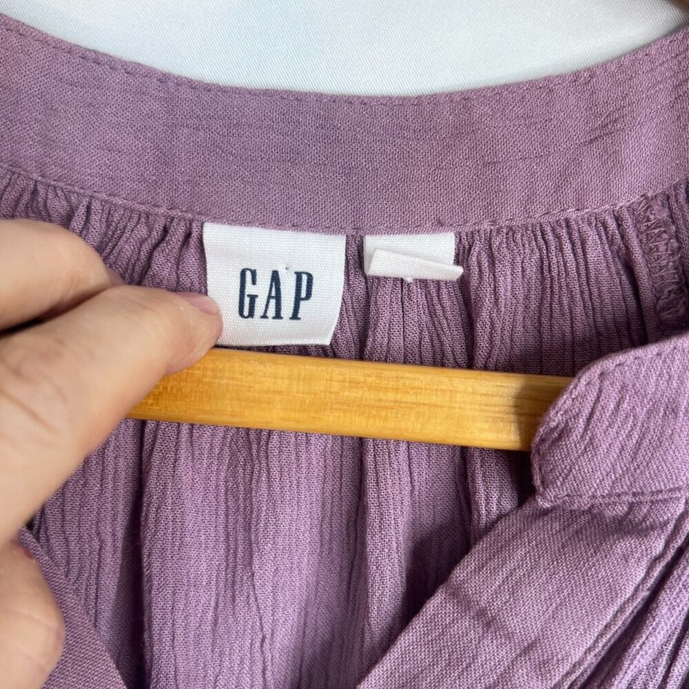 GAP Boho Whimsical Solid Purple Peasant Dress Fit… - image 9